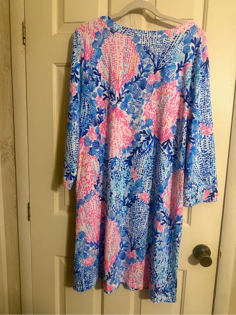 Lilly Pulitzer Blue & Pink Floral V-Neck Swim Coverup - Picture 3 of 7
